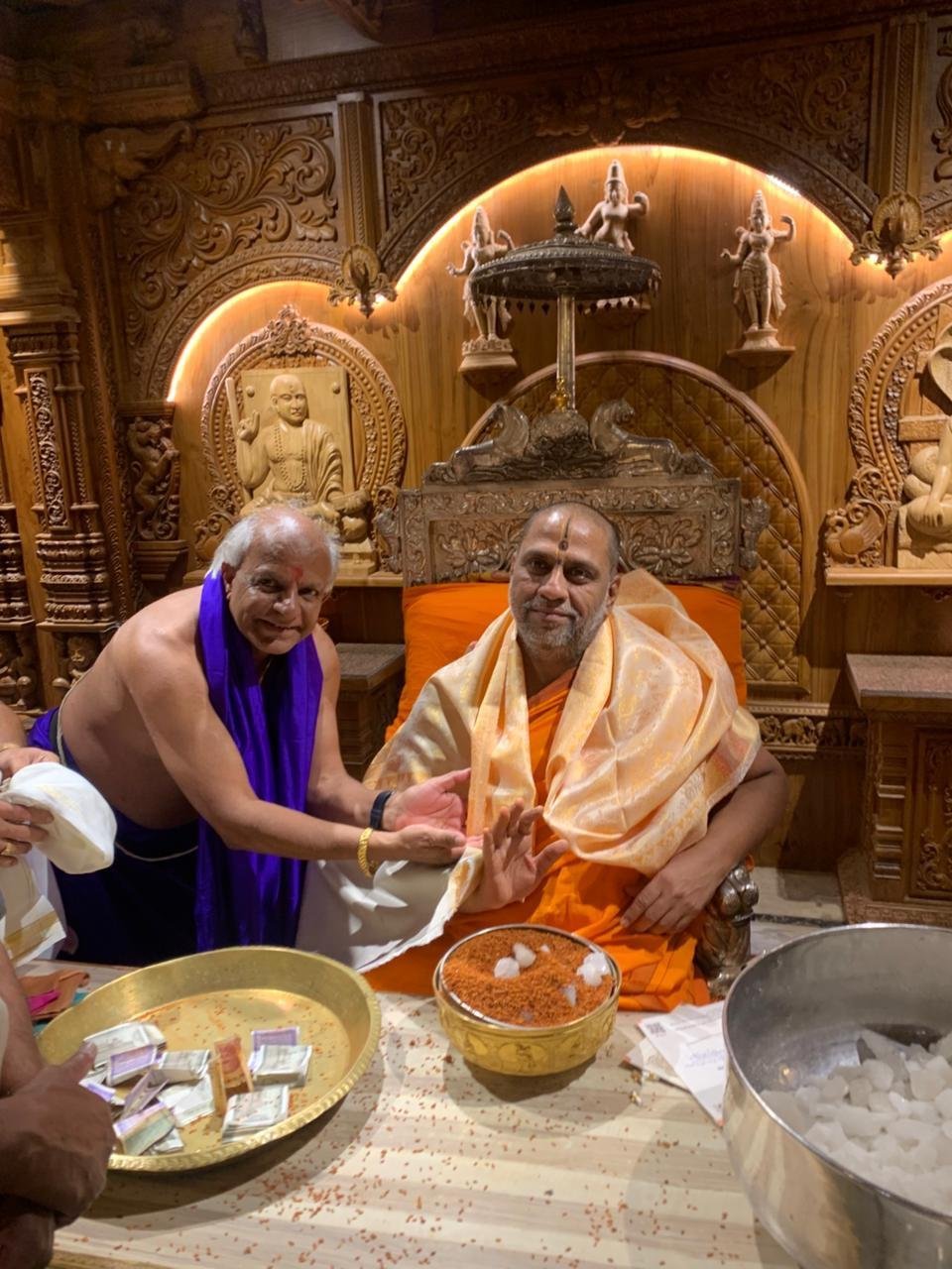 Honouring moment at spiritual function