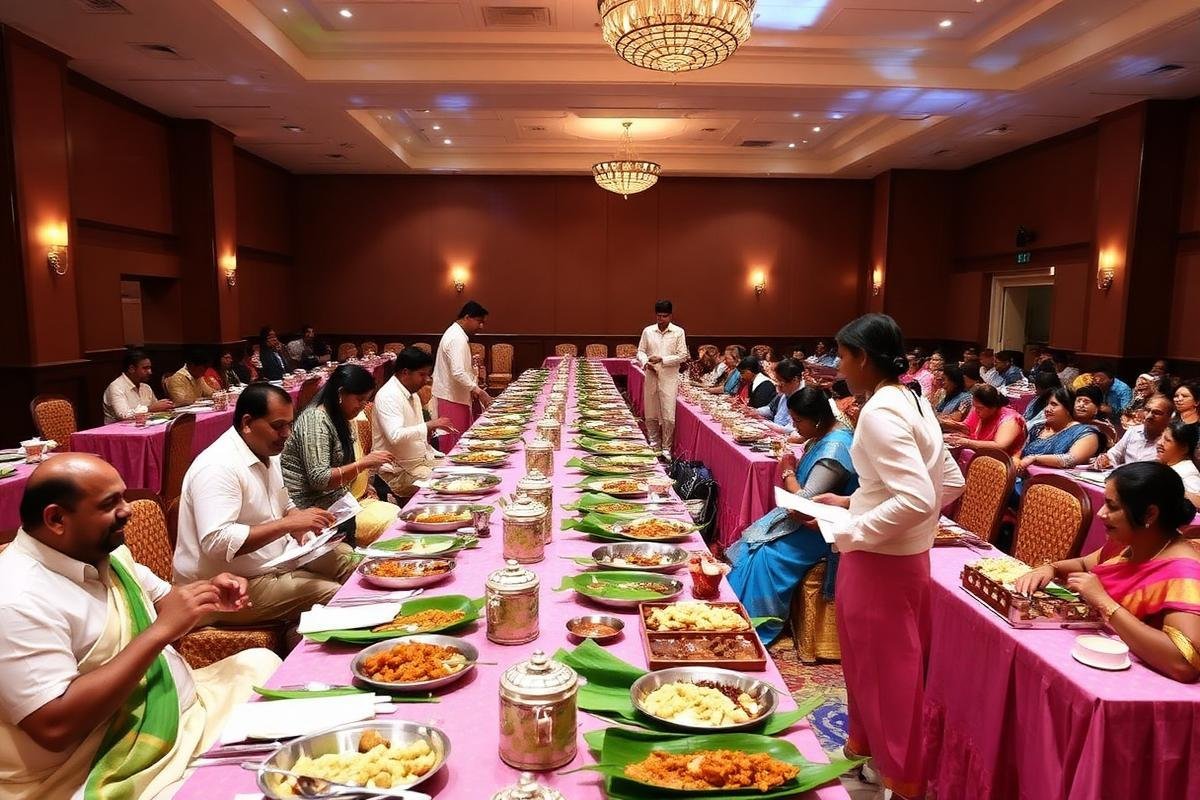 Traditional wedding catering spread